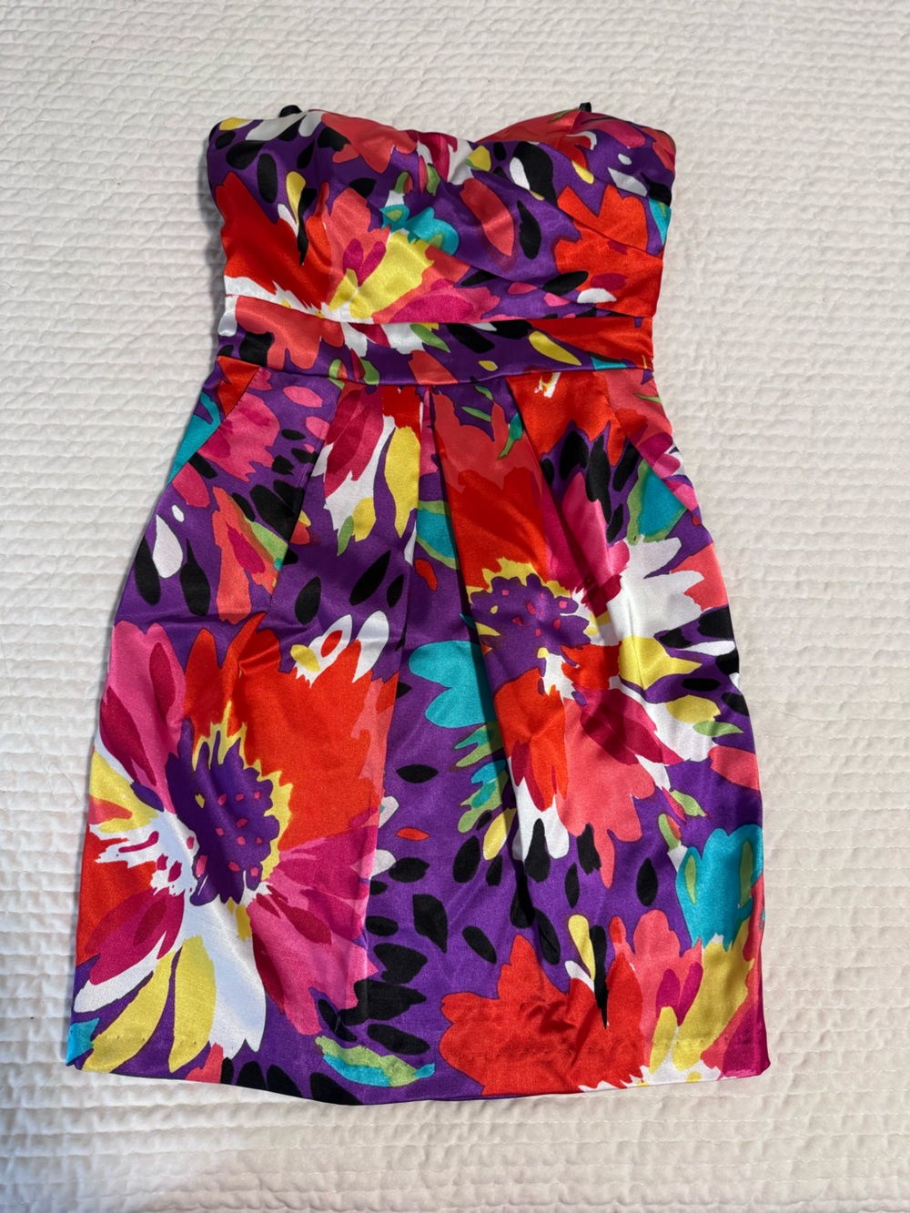 B. Darlin Purple Floral Strapless Bustier Top
